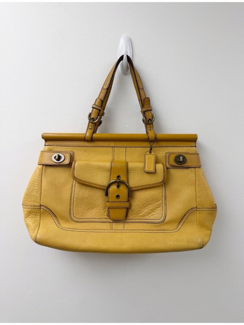 COACH RARE Soho Dowel Mustard Yellow Leather 9749 Satchel Tote Style Y2K